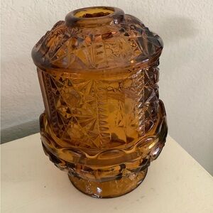 Indiana Glass Stars & Bars Amber Fairy Lamp